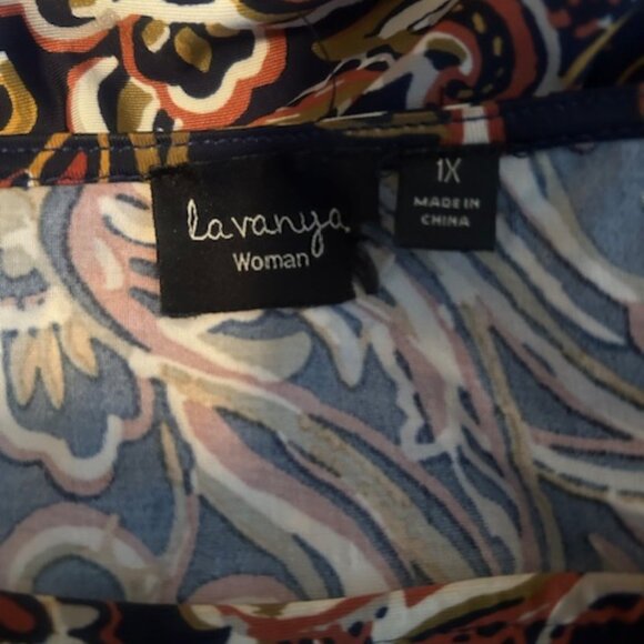 La Vanya Multi-color 3/4 sleeves Paisley dress, size 1X - Picture 3 of 5